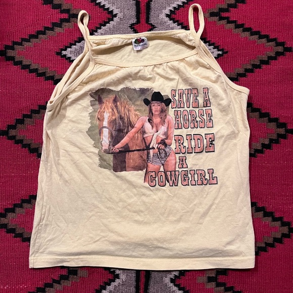Fruit of the Loom Tops Vintage Save A Horse Ride A Cowgirl Tank Top